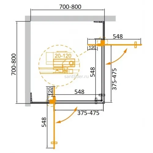 Душевой уголок CEZARES SLIDER-A-2-70/80-C-GM