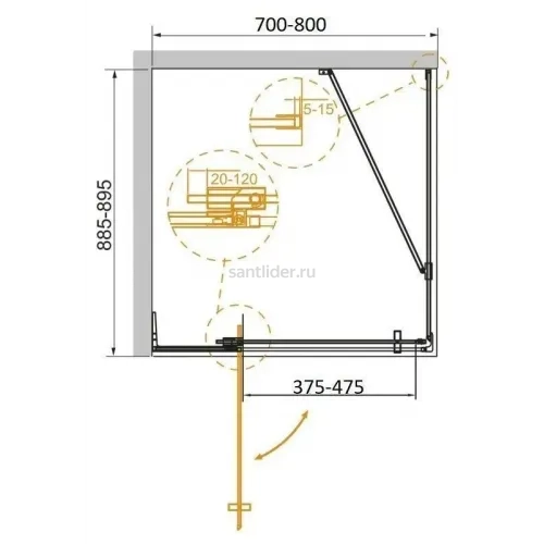 Душевой уголок Cezares SLIDER-AH-1-90-70/80-BR-Cr