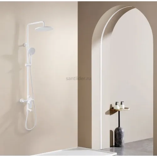 Душевая стойка ABBER Weiss Insel AF8016FWL с изливом, белая матовая