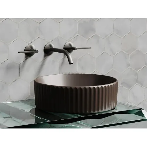 Умывальник CERAMICANOVA чаша накладная круглая 360 мм (цвет Темно-Коричневый Матовый) CN6057MDB