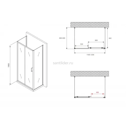 Душевой уголок ABBER Schwarzer Diamant AG30120B-S90B-S90B