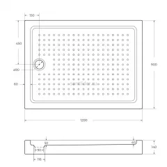 Поддон для душа акриловый 120х90 Cezares TRAY-A-AH-120/90-15-W0 без сифона