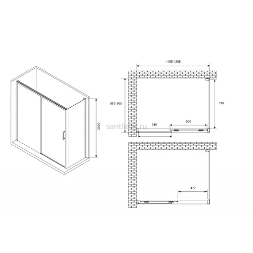 Душевой уголок ABBER Komfort AG93120B-S92B