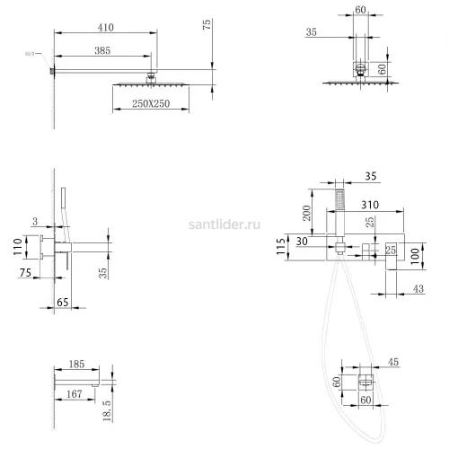 Душевая система ABBER Daheim AF8217W скрытого монтажа с изливом, белая матовая