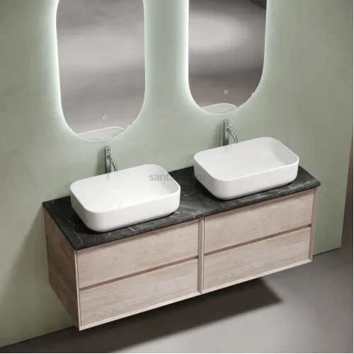Столешница для ванной комнаты SANCOS из керамогранита SANCOS Black Sky 1400х460 c отверстием под смеситель,TT140A1X