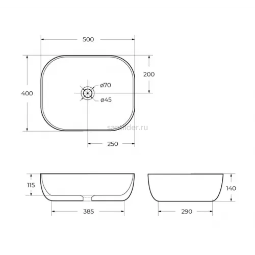 Раковина накладная BelBagno BB1302-H301