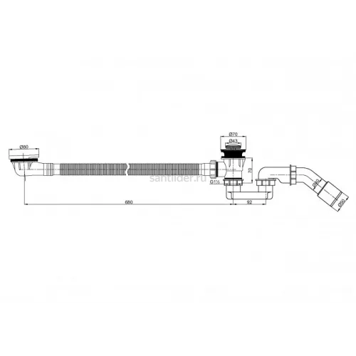 Слив-перелив с гидрозатвором CZR-STP3-GM, оружейная сталь.
