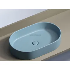 Умывальник CERAMICANOVA Element чаша накладная овальная (цвет Голубой Матовый) CN6048ML