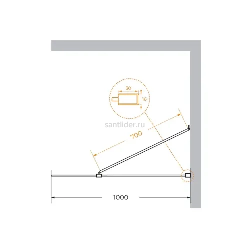Душевая перегородка Cezares LIBERTA-L-1-TB-100-C-NERO