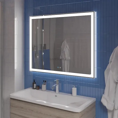 Зеркало BelBagno SPC-GRT-1000-800-LED-TCH-SND со встроенной подсветкой, голосовым управлением и подогревом