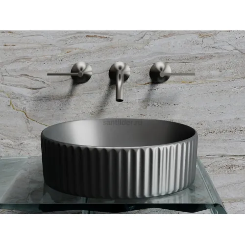 Умывальник CERAMICANOVA Element чаша накладная круглая 360 мм (цвет Темный Антрацит Матовый) CN6057MDH