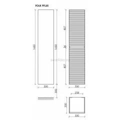 Шкаф-пенал SANCOS Folk подвесной, Bianco 350х350х1650 мм, PFL35W