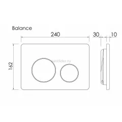 Кнопка смыва Balance, клавиши Circle, цвет белый глянцевый, CN12-001W