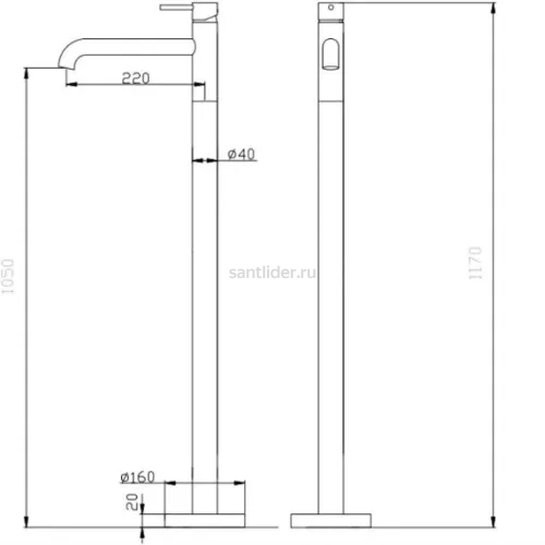 Смеситель ABBER Wasser Kreis AF8140RG напольный для раковины, розовое золото