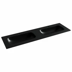 Раковина накладная мебельная CERAMICANOVA Grace прямоугольная, с двумя чашами и отверстиями под смеситель, цвет черный матовый, CN7023MB