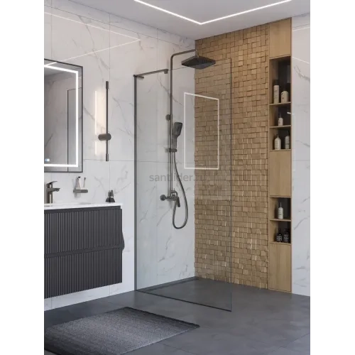 Душевая перегородка BelBagno UNO-L-1-TB-110-C-GM профиль оружейная сталь, стекло прозрачное