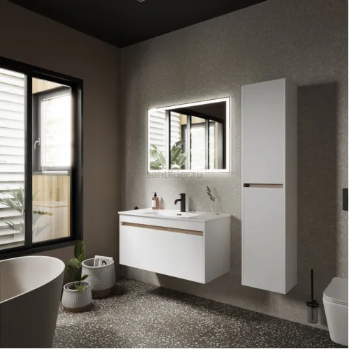 Тумба подвесная SANCOS под раковину Smart, белый глянец 990х450х500, SM100W