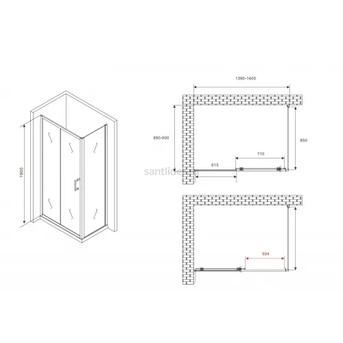 Душевой уголок ABBER Schwarzer Diamant AG301405-S905