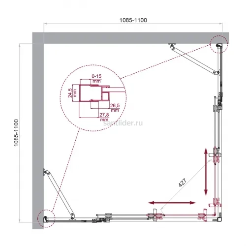 Душевой уголок BelBagno LUCE-A-22-80+30-C-Cr