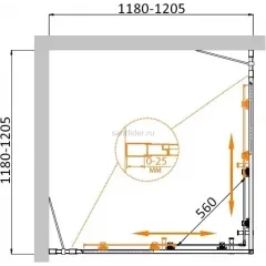 Душевой уголок Cezares MOLVENO-A-22-100+20-P-Cr, 120х120х195, профиль хром, стекло Punto матовое