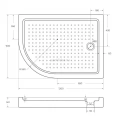 Поддон для душа акриловый 120х90 правосторонний Cezares TRAY-A-RH-120/90-550-15-W-R с сифоном