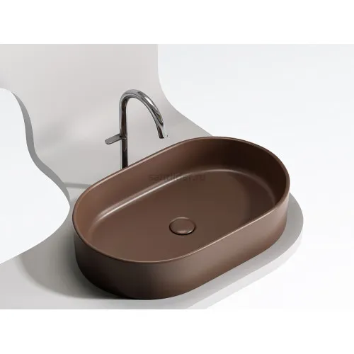 Умывальник CERAMICANOVA Element чаша накладная овальная (цвет Темно-Коричневый Матовый) CN6048MDB