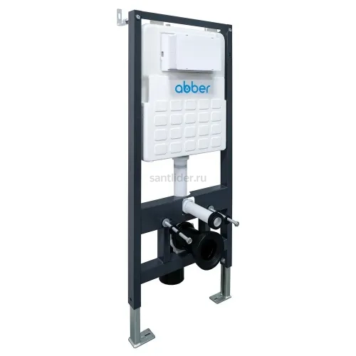 Комплект подвесной унитаз ABBER Rechteck AC1201MB черный матовый с инсталляцией AC0105 и кнопкой AC0121MCH матовый хром