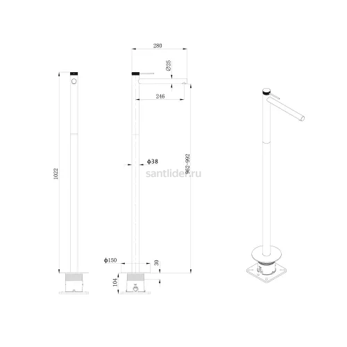 Смеситель ABBER Emotion 316 AF8843BG напольный для раковины, брашированное светлое золото