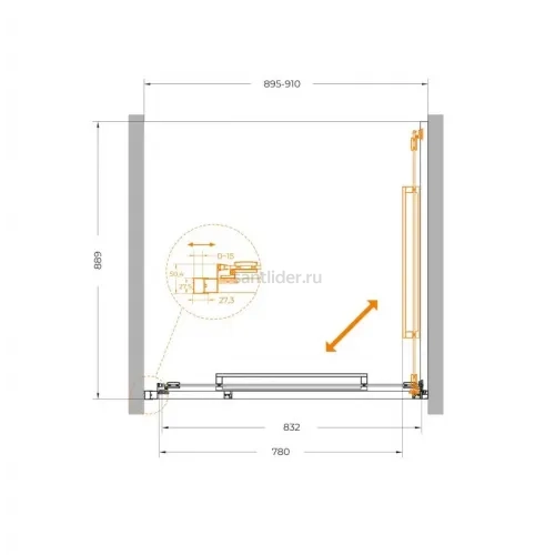 Душевая дверь Cezares LUX-B-FS-1-90-C-GM, 90х195, профиль оружейная сталь, стекло прозрачное