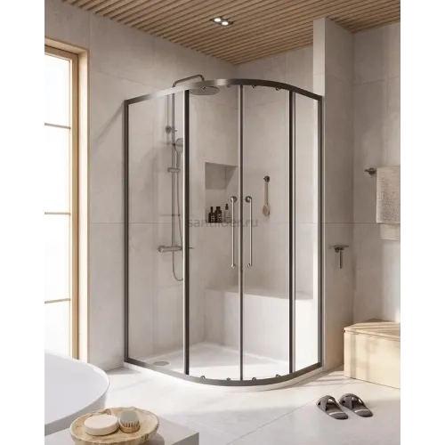 Душевой уголок Cezares RELAX-304-RH-2-120/90-C-GM, 120х90х200, профиль оружейная сталь, прозрачное стекло