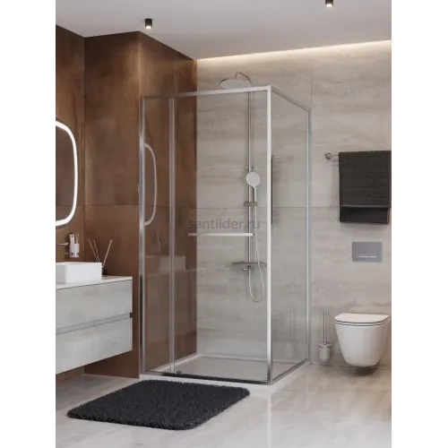 Душевой уголок Cezares LUX-AH-FS-11-100/90-C-CR, 100х90х195, профиль хром, стекло прозрачное