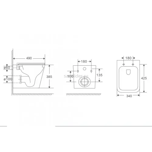 Комплект подвесной унитаз ABBER Rechteck AC1219TC белый, с закрытым дном с инсталляцией AC0105 и кнопкой AC0121 хром глянцевый
