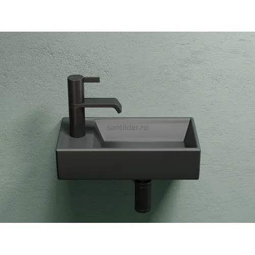 Умывальник CERAMICANOVA Element подвесной прямоугольный (чаша справа, отверстие под смеситель слева) цвет темный антрацит матовый CN6051RMDH