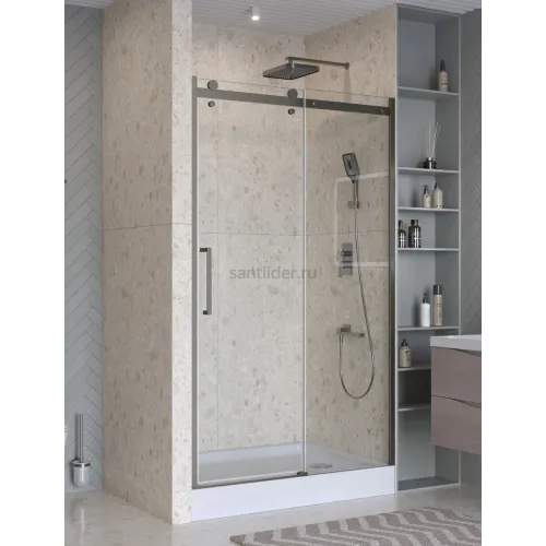 Душевая дверь шириной 151см BelBagno MARINO-2-BF-1-150-C-GM профиль оружейная сталь, стекло прозрачное