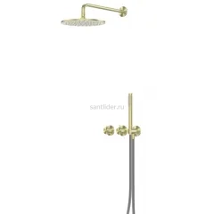 Душевая система ABBER Emotion 316 AF8851BG скрытого монтажа без излива, термостат, брашированное светлое золото