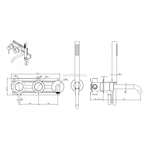Смеситель ABBER Wasser Kreis 316 AF8130BST для ванны скрытого монтажа, сталь брашированная