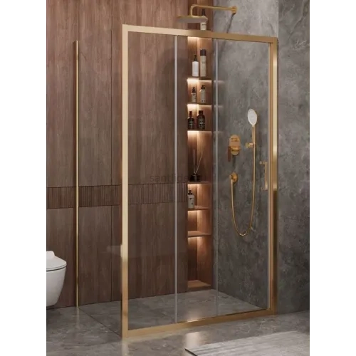 Душевой уголок Cezares MOLVENO-AHF-31-120/90-C-BORO-IV, 120х90х195, профиль брашированное золото, прозрачное стекло