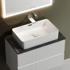 Тумба подвесная SANCOS Snob T, Bianco 790х445х500, под столешницу без отверстия под смеситель, цвет Black Sky, SNT80W