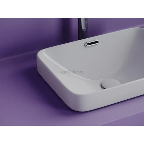 Раковина встраиваемая сверху CERAMICANOVA Element с отверстием слива - перелива прямоугольной формы CN6078