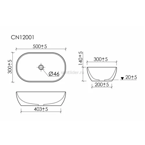 Раковина накладная овальной формы CERAMICANOVA Twist цвет белый, CN12001