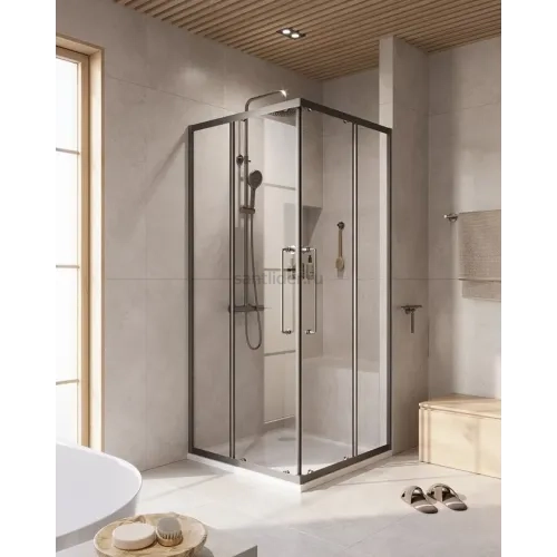 Душевой уголок Cezares RELAX-304-A-2-90-C-GM, 90х90х200, профиль оружейная сталь, прозрачное стекло