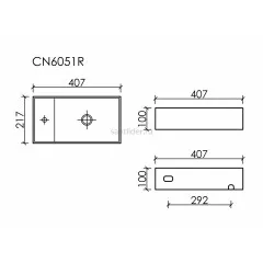Умывальник CERAMICANOVA Element подвесной прямоугольный (чаша справа, отверстие под смеситель слева) цвет темный антрацит матовый CN6051RMDH