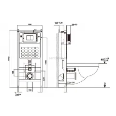 Комплект подвесной унитаз ABBER Rechteck AC1201 белый с инсталляцией AC0105 и кнопкой AC0121NG никель
