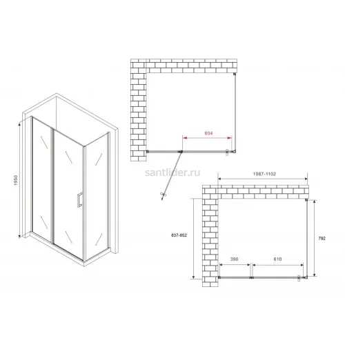 Душевой уголок ABBER Sonnenstrand AG04110BS-S85B