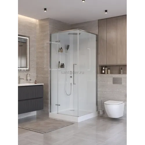 Душевая кабина BelBagno UNO-CAB-A-1-90-C-Cr-Bi-TOP-L, левосторонняя