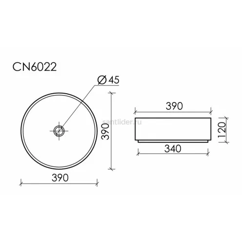 Чаша умывальника CERAMICANOVA Element, накладная круглая Темно-Коричневый Матовый 390 мм, CN6022MDB