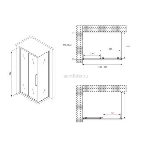 Душевой уголок ABBER Schwarzer Diamant AG30160MH-S100M