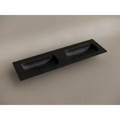 Раковина накладная мебельная CERAMICANOVA Grace прямоугольная, с двумя чашами без отверстий под смеситель, цвет черный матовый, CN7023MBwx