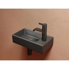 Умывальник CERAMICANOVA Element подвесной прямоугольный (чаша слева, отверстие под смеситель справа) цвет темный антрацит матовый CN6051LMDH