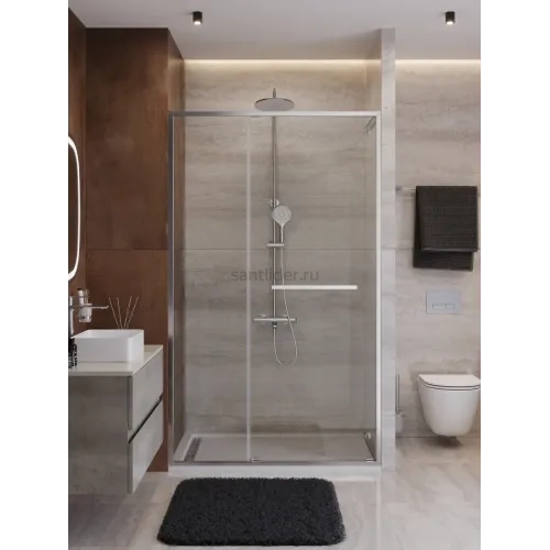 Душевая дверь Cezares LUX-B-FS-11-120-C-GM, 120х195, профиль оружейная сталь, стекло прозрачное